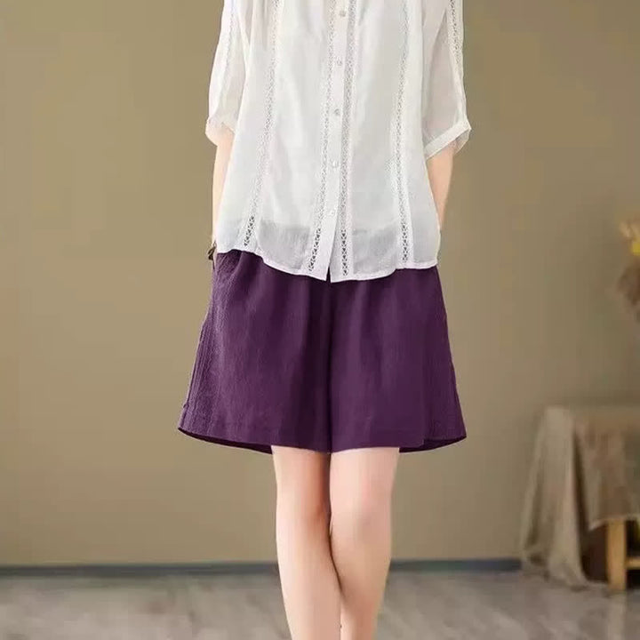 Buddha Stones Short d'été décontracté pour femme, à cordon de serrage, uni, avec poche - image 19