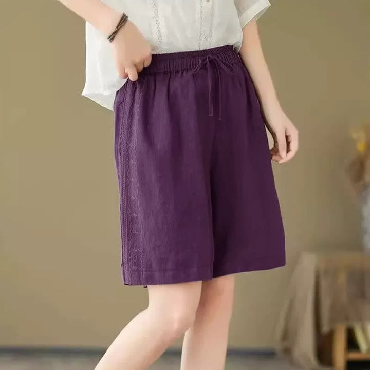 Buddha Stones Short d'été décontracté pour femme, à cordon de serrage, uni, avec poche - image 16