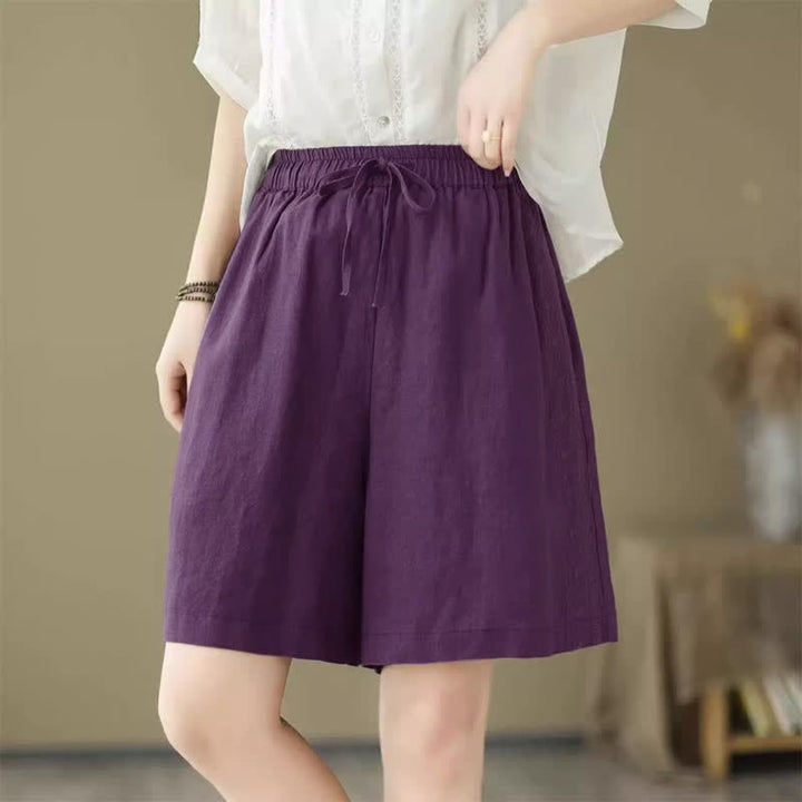 Buddha Stones Short d'été décontracté pour femme, à cordon de serrage, uni, avec poche - image 17