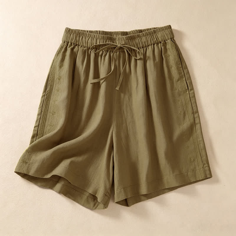 Buddha Stones Short d'été décontracté pour femme, à cordon de serrage, uni, avec poche - DarkGoldenrod - US12, UK/AU16, EU44 (3XL) - image 0