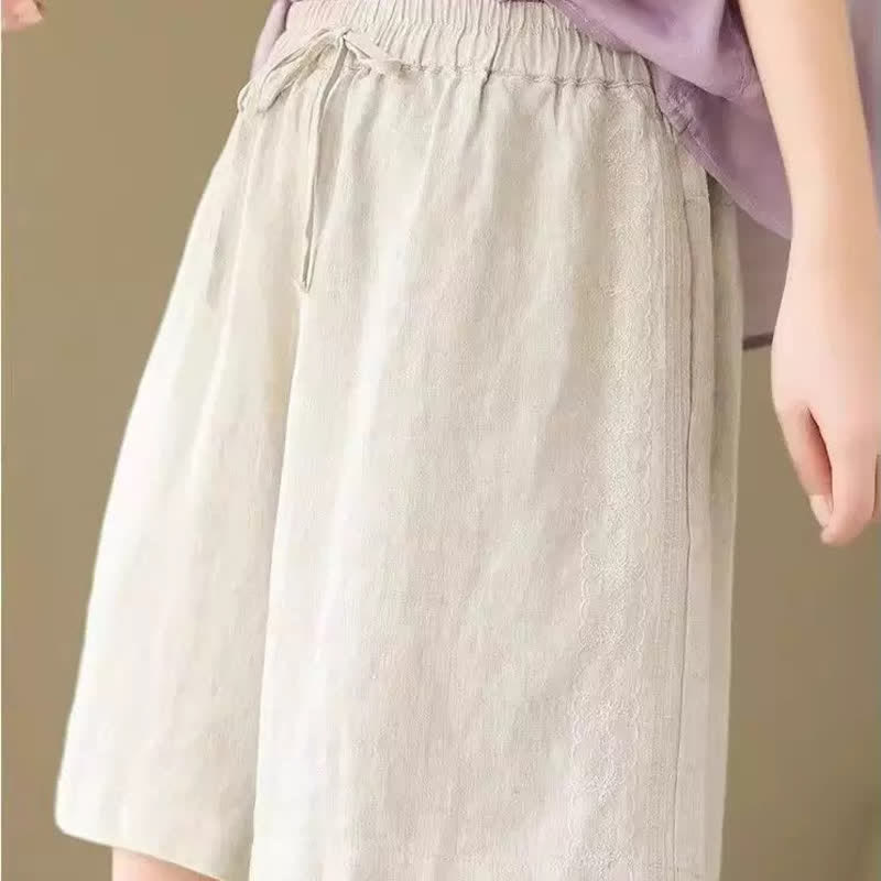 Buddha Stones Short d'été décontracté pour femme, à cordon de serrage, uni, avec poche - image 23