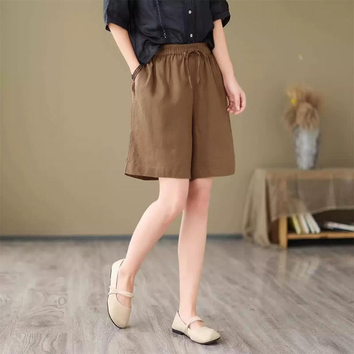 Buddha Stones Short d'été décontracté pour femme, à cordon de serrage, uni, avec poche - image 14