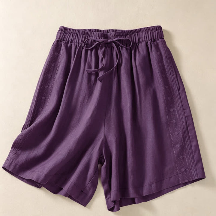 Buddha Stones Short d'été décontracté pour femme, à cordon de serrage, uni, avec poche - Violet - US12, UK/AU16, EU44 (3XL) - image 15