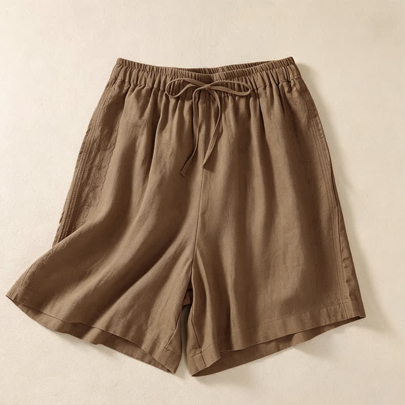 Buddha Stones Short d'été décontracté pour femme, à cordon de serrage, uni, avec poche - BurlyWood - US12, UK/AU16, EU44 (3XL) - image 10