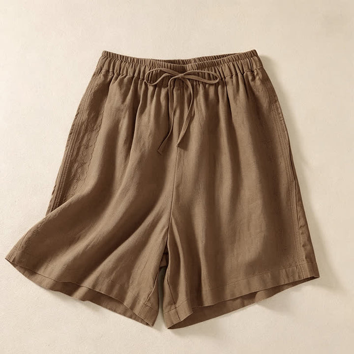Buddha Stones Short d'été décontracté pour femme, à cordon de serrage, uni, avec poche - BurlyWood - US12, UK/AU16, EU44 (3XL) - image 10