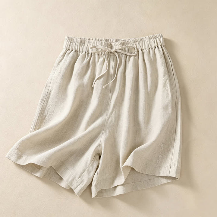Buddha Stones Short d'été décontracté pour femme, à cordon de serrage, uni, avec poche - Lin - US12, UK/AU16, EU44 (3XL) - image 20