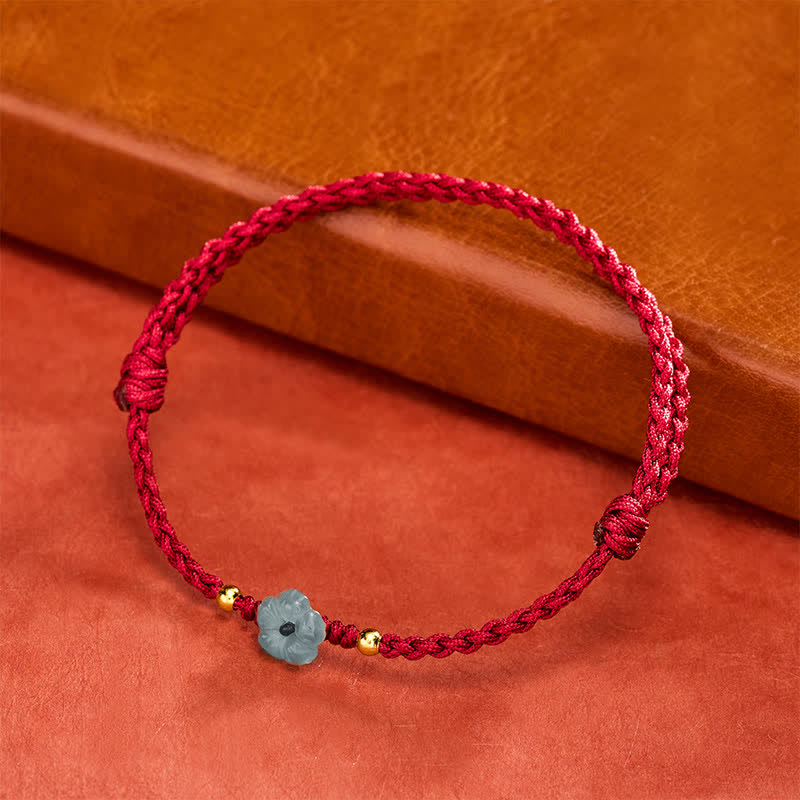 Buddha Stones Bracelet de bénédiction en fil rouge et fleur de jade - image 2