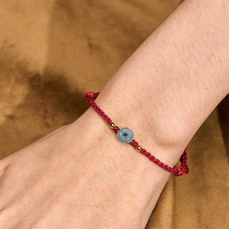 Buddha Stones Bracelet de bénédiction en fil rouge et fleur de jade - image 4