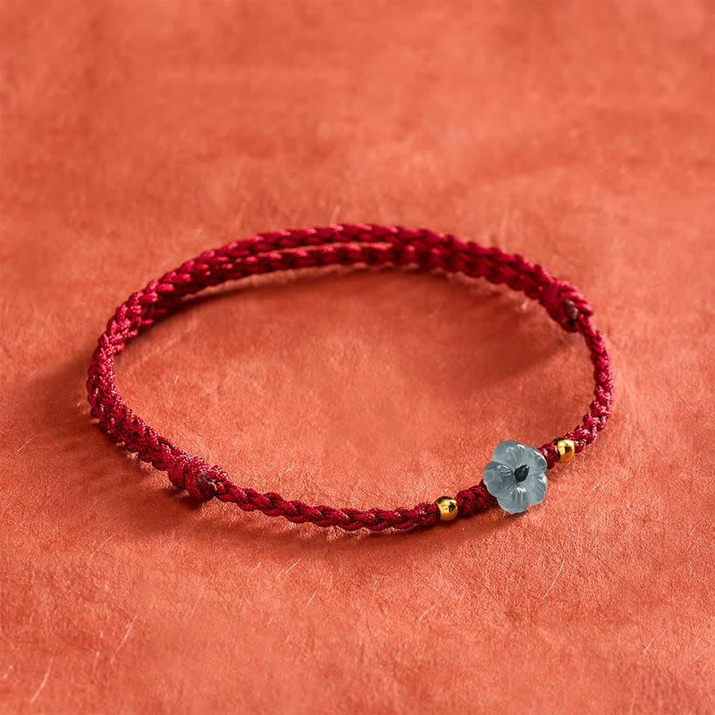 Buddha Stones Bracelet de bénédiction en fil rouge et fleur de jade - image 3