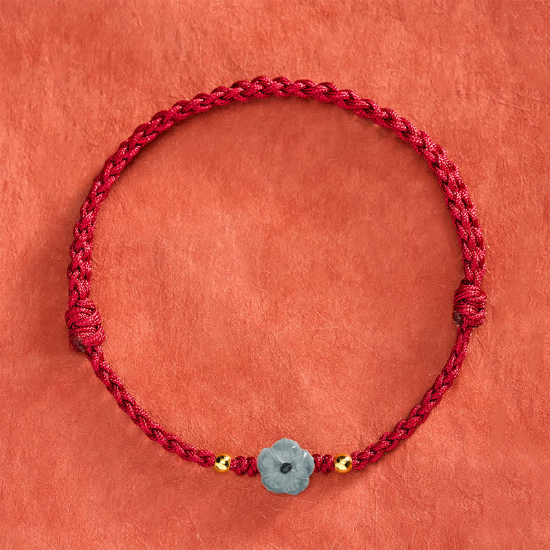 Buddha Stones Bracelet de bénédiction en fil rouge et fleur de jade - image 1