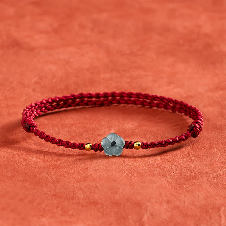 Buddha Stones Bracelet de bénédiction en fil rouge et fleur de jade - Cordon rouge (Tour de poignet : 15–20 cm) - image 0