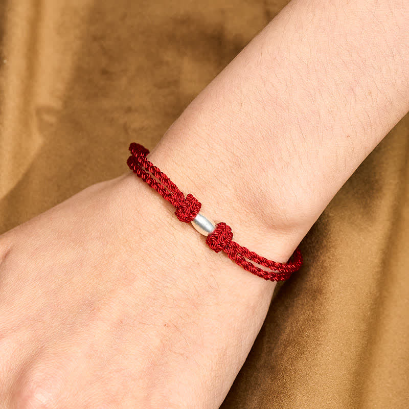 Buddha Stones Bracelet de bénédiction en argent sterling 925 avec perle en forme d'olive et cordon rouge - image 4