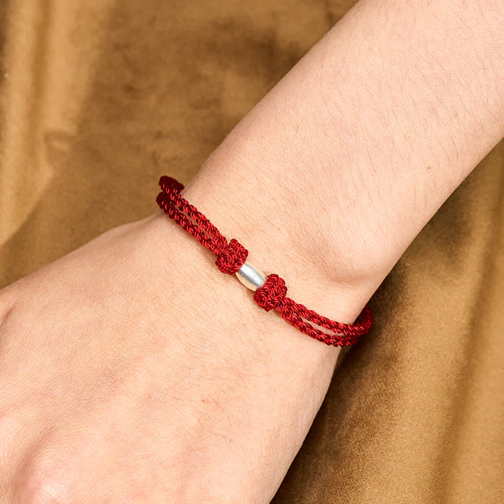 Buddha Stones Bracelet de bénédiction en argent sterling 925 avec perle en forme d'olive et cordon rouge - image 4