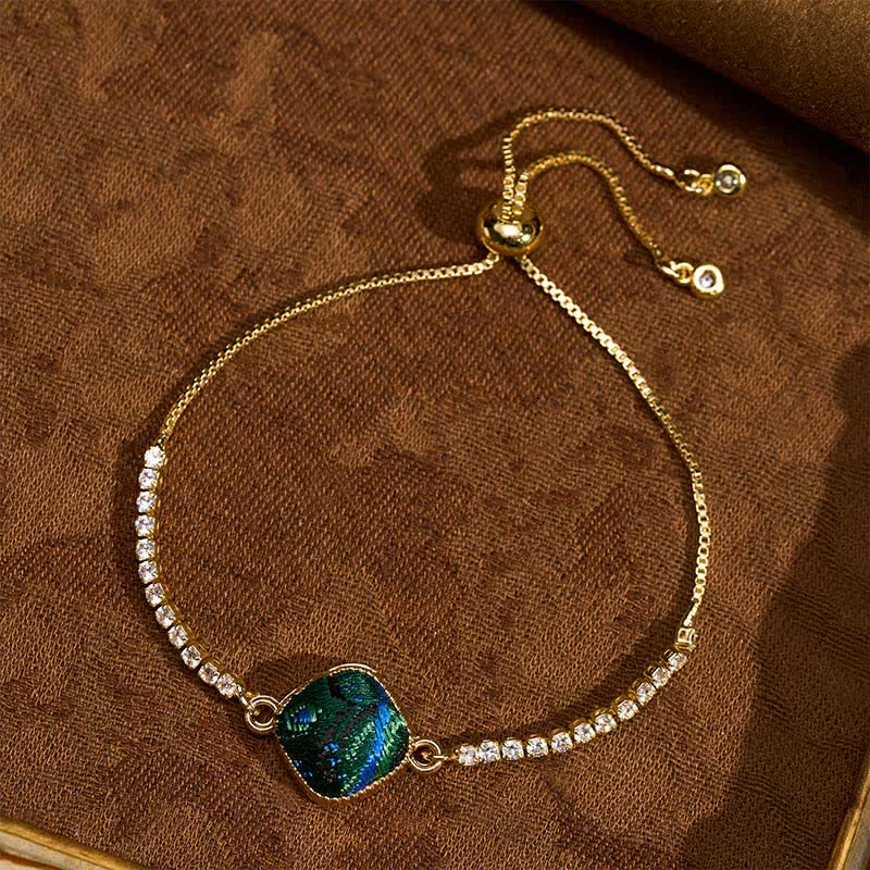Buddha Stones Bracelet carré ajustable en brocart Copper Luck Song - image 2