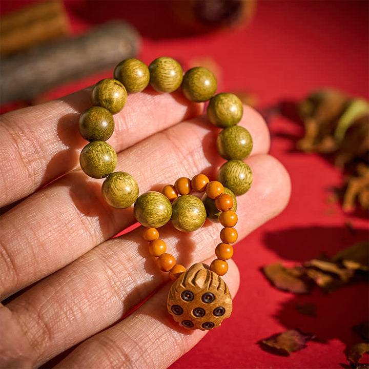 Buddha Stones Perles de méditation tactiles polies à la main, en bois de santal vert et gousse de lotus, pour une guérison optimale - Bois de santal vert (Énergie calme ♥ Équilibre spirituel) - image 0