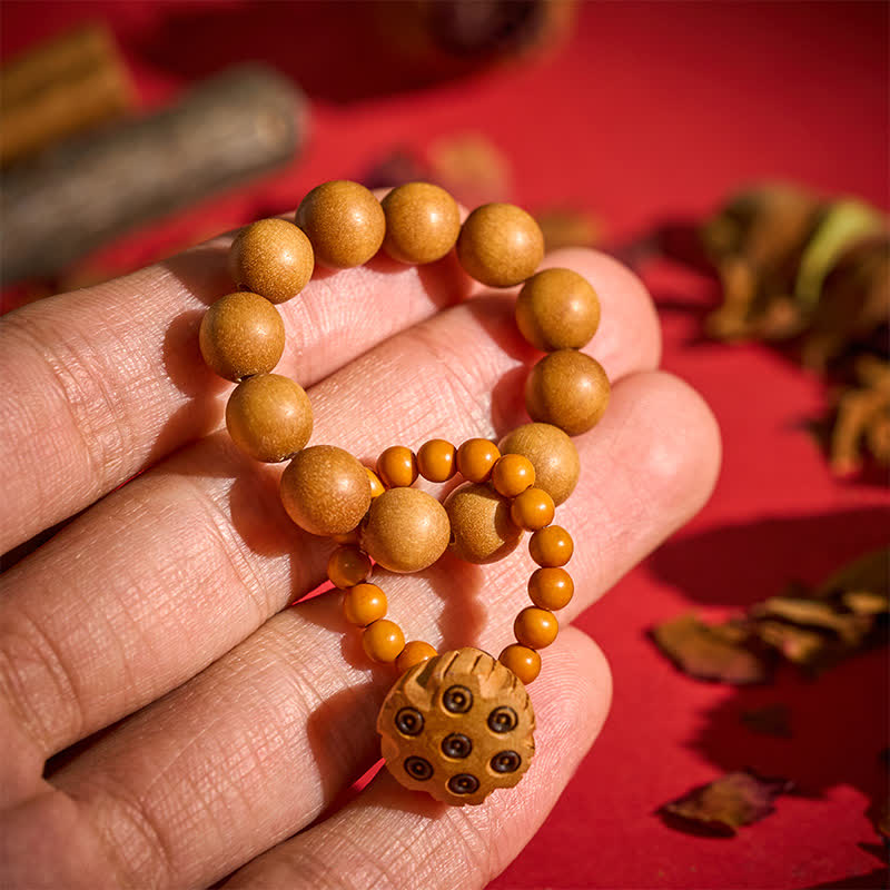 Buddha Stones Perles de méditation tactiles polies à la main, en bois de santal vert et gousse de lotus, pour une guérison optimale - Bois de santal (Protection ♥ Calme) - image 8