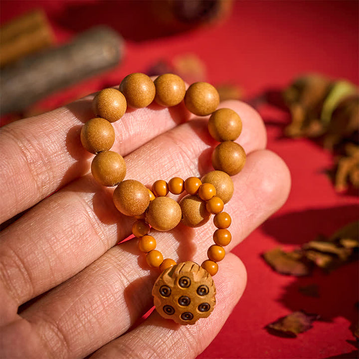 Buddha Stones Perles de méditation tactiles polies à la main, en bois de santal vert et gousse de lotus, pour une guérison optimale - Bois de santal (Protection ♥ Calme) - image 8