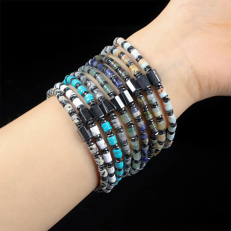 Buddha Stones Bracelet d'espacement en sodalite et hématite, cube de mise à la terre - image 1