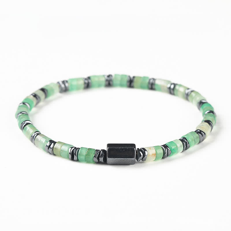 Buddha Stones Bracelet d'espacement en sodalite et hématite, cube de mise à la terre - Aventurine verte (Chance ♥ Opportunité) (Tour de poignet : 16-17 cm) - image 2
