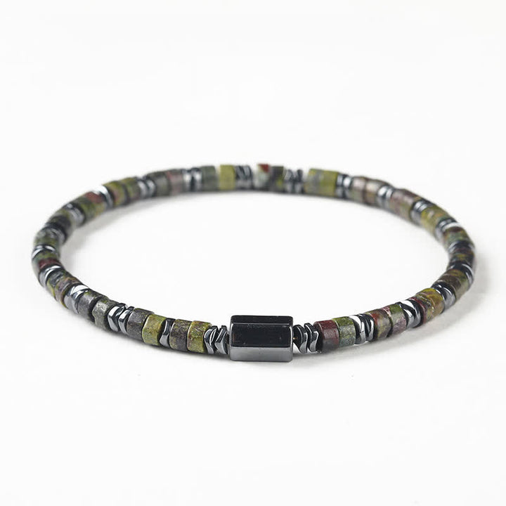 Buddha Stones Bracelet d'espacement en sodalite et hématite, cube de mise à la terre - Jaspe Sang de Dragon (Courage ♥ Guérison) (Tour de poignet : 16-17 cm) - image 12