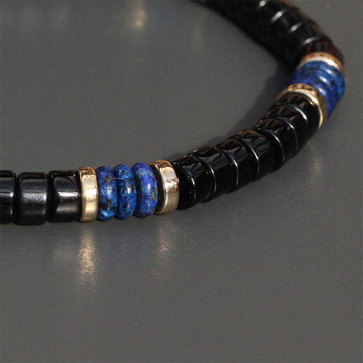Buddha Stones Bracelet en perles Cube de Vérité, lapis-lazuli et onyx noir - image 4