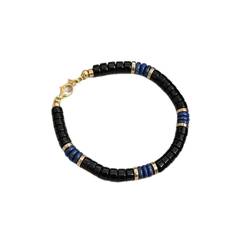 Buddha Stones Bracelet en perles Cube de Vérité, lapis-lazuli et onyx noir - image 7