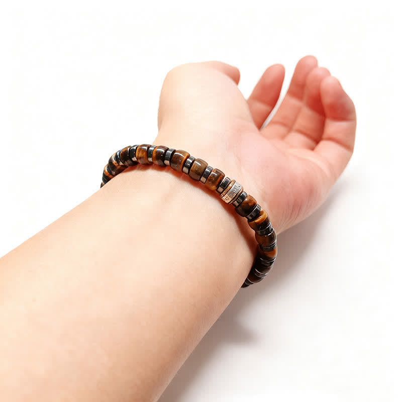 Buddha Stones Bracelet Lion Confiance en œil de tigre naturel et argent antique - image 12