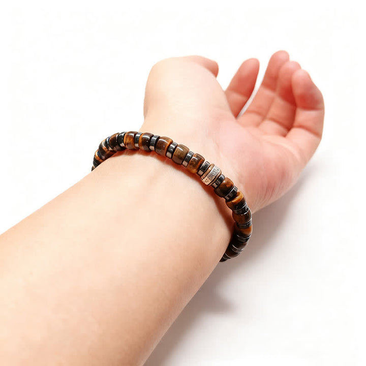 Buddha Stones Bracelet Lion Confiance en œil de tigre naturel et argent antique - image 12