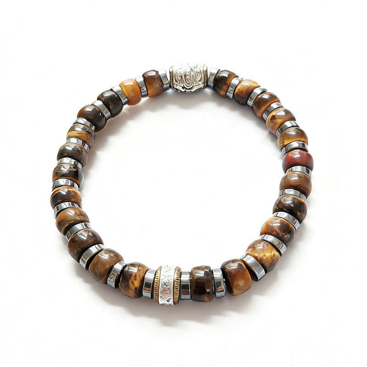 Buddha Stones Bracelet Lion Confiance en œil de tigre naturel et argent antique - image 4