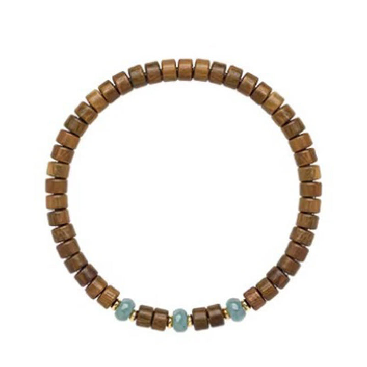 Buddha Stones Bracelet à perles cylindriques en bois de santal vert et jade, orné de santal et de pierres de sérénité - image 8