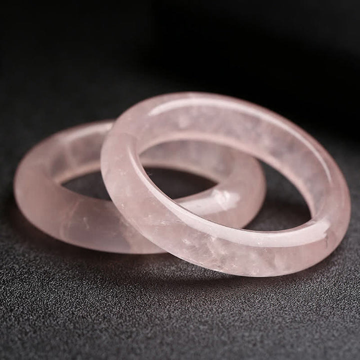 Bracelet de soins et d'amour en quartz rose naturel Buddha Stones - 62 mm - image 0