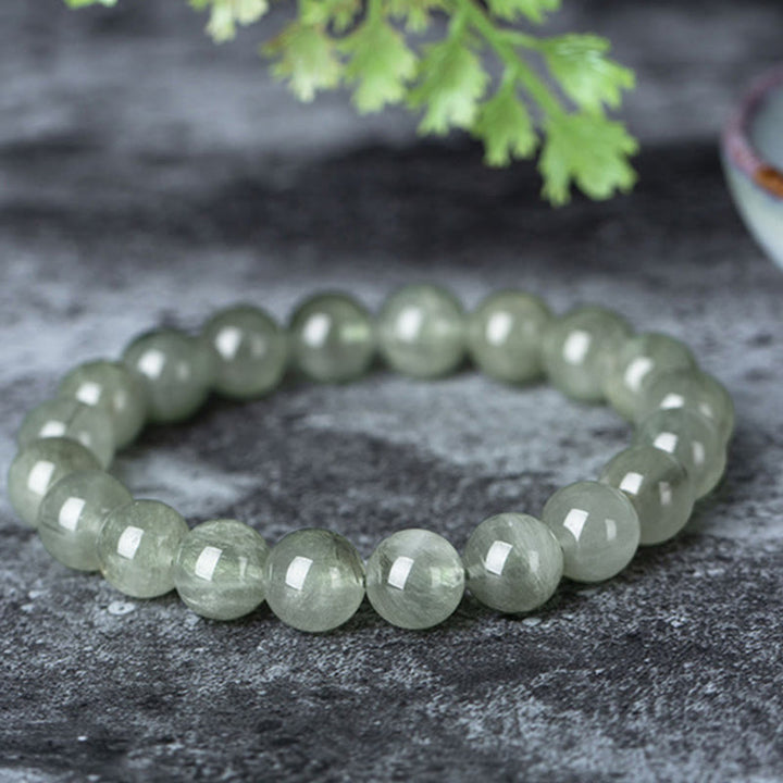 Bracelet de bénédiction et de richesse en cristal vert naturel Buddha Stones - Vert clair - 10 mm - image 0