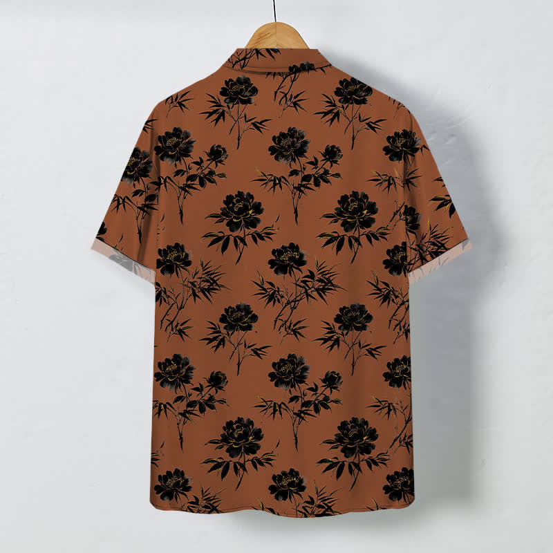 Buddha Stones Chemise à manches courtes respirante pour homme, à boutons et à motif floral tropical - image 1