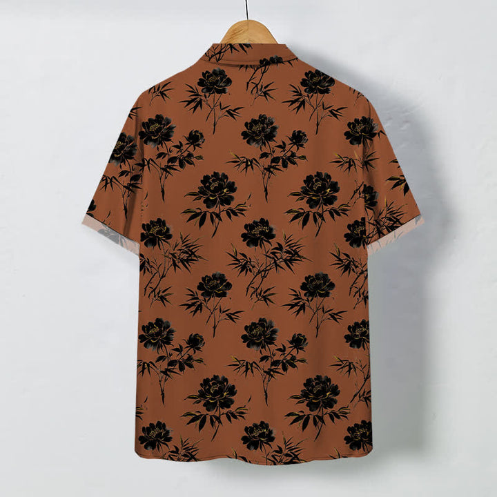 Buddha Stones Chemise à manches courtes respirante pour homme, à boutons et à motif floral tropical - image 1