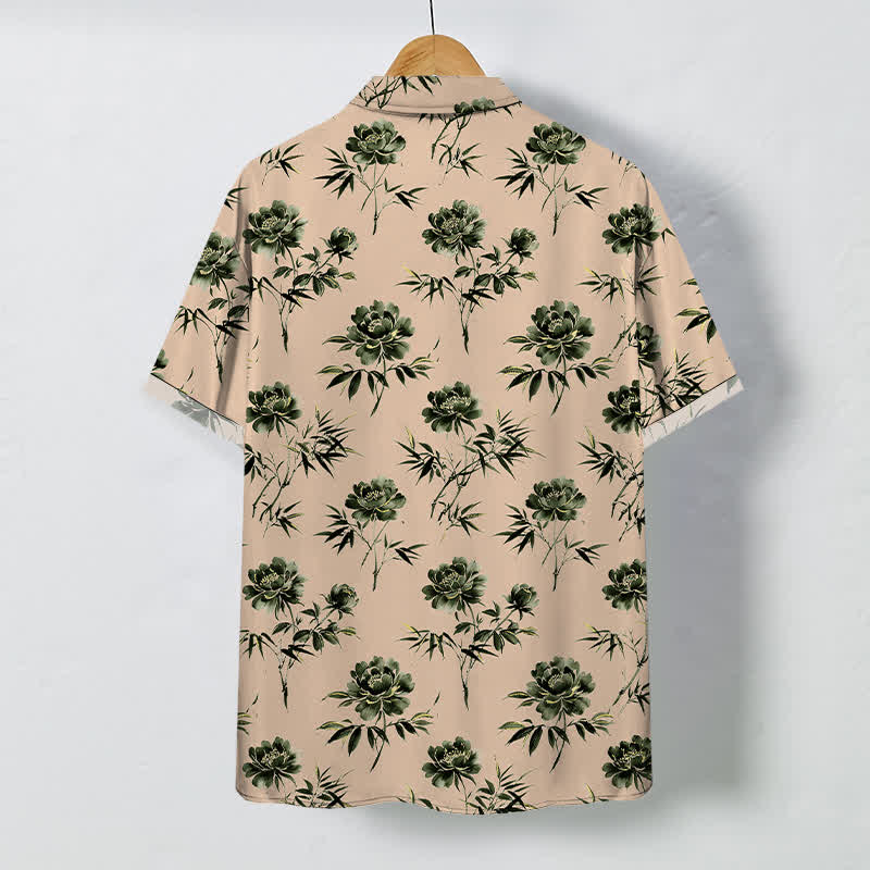 Buddha Stones Chemise à manches courtes respirante pour homme, à boutons et à motif floral tropical - image 11
