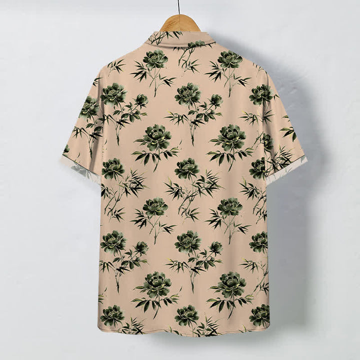 Buddha Stones Chemise à manches courtes respirante pour homme, à boutons et à motif floral tropical - image 11