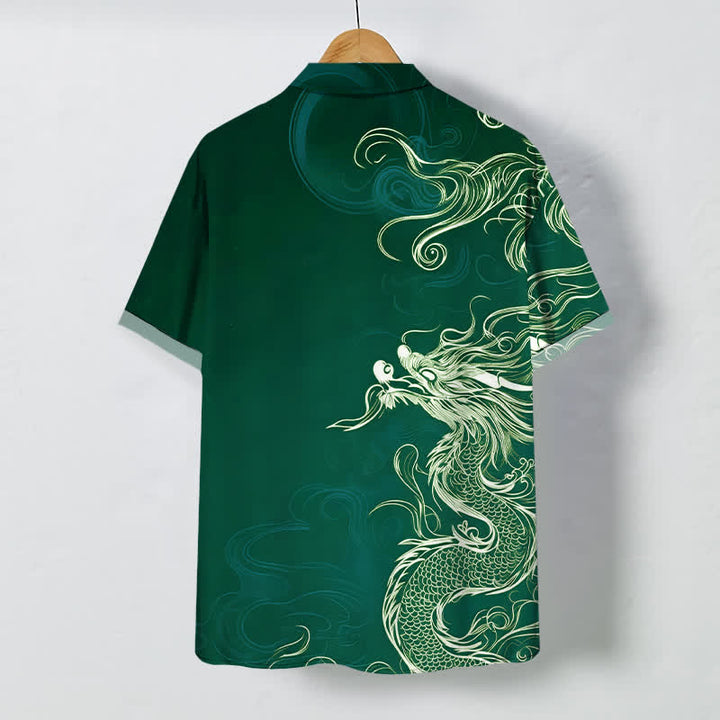 Buddha Stones Chemise à manches courtes pour homme, à boutons à motif de nuage de dragon oriental, infroissable - image 6