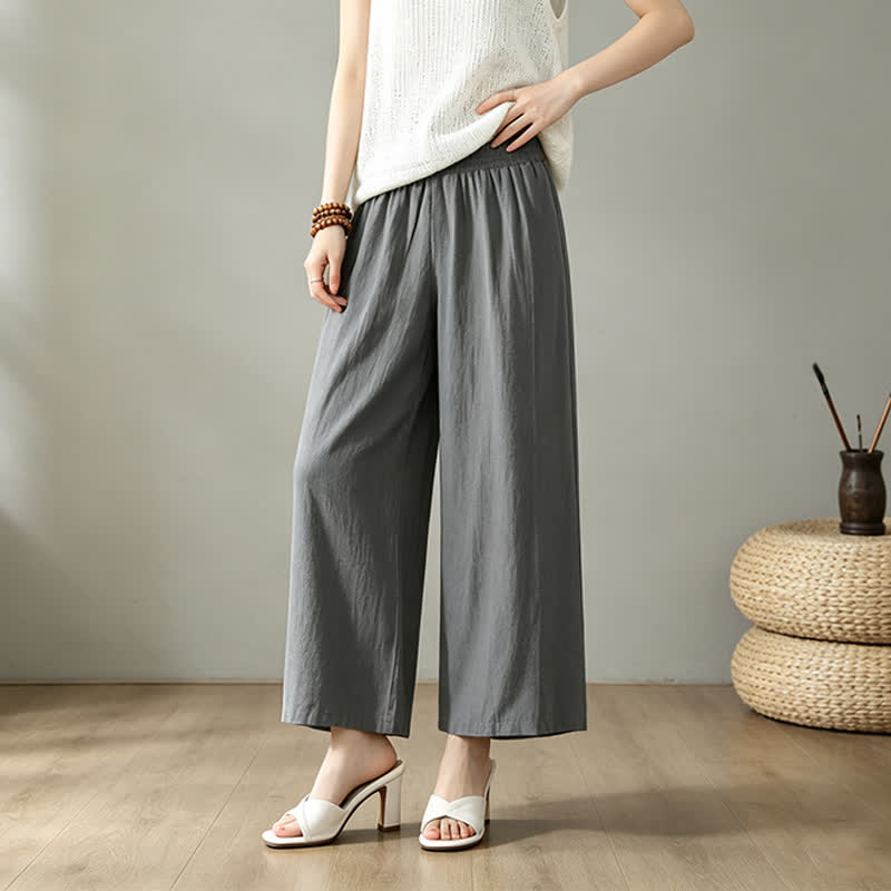 Buddha Stones Pantalon long uni décontracté et minimaliste pour femme, style printemps-été, jambes larges et poches - image 17