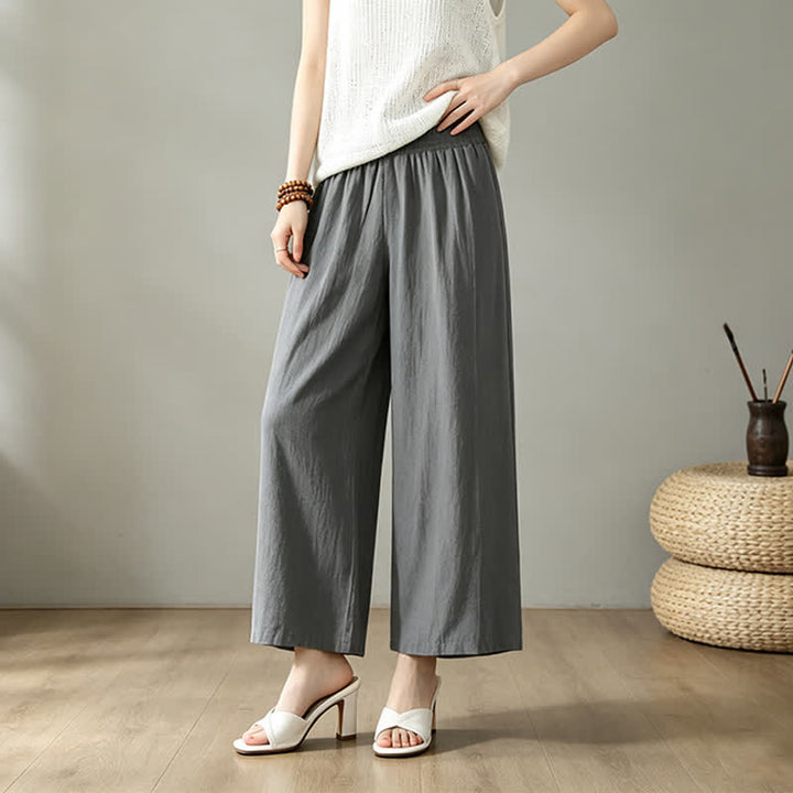 Buddha Stones Pantalon long uni décontracté et minimaliste pour femme, style printemps-été, jambes larges et poches - image 17