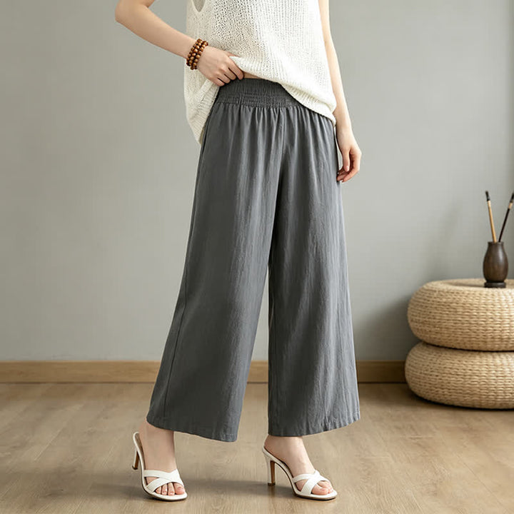 Buddha Stones Pantalon long uni décontracté et minimaliste pour femme, style printemps-été, jambes larges et poches - image 16