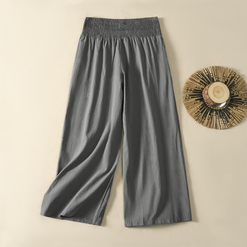 Buddha Stones Pantalon long uni décontracté et minimaliste pour femme, style printemps-été, jambes larges et poches - image 15