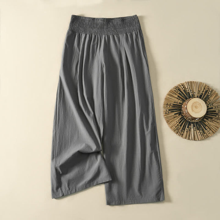 Buddha Stones Pantalon long uni décontracté et minimaliste pour femme, style printemps-été, jambes larges et poches - Gris - US12，UK/AU16，EU44 (3XL) - image 14