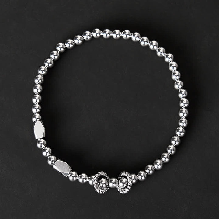 Buddha Stones Bracelet de stimulation en acier titane avec petites perles de 4 mm - image 1