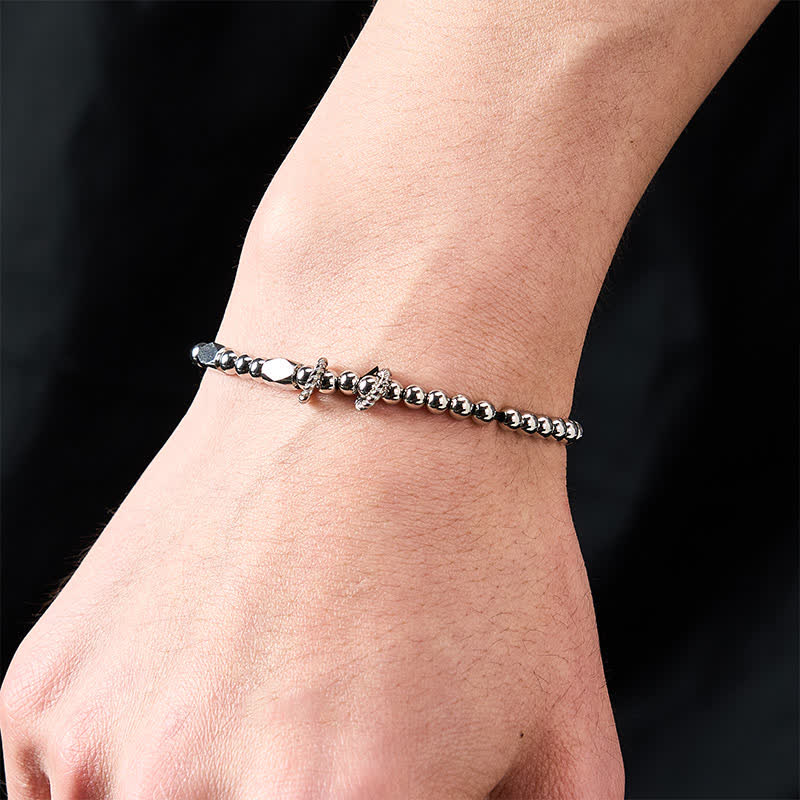 Buddha Stones Bracelet de stimulation en acier titane avec petites perles de 4 mm - image 5