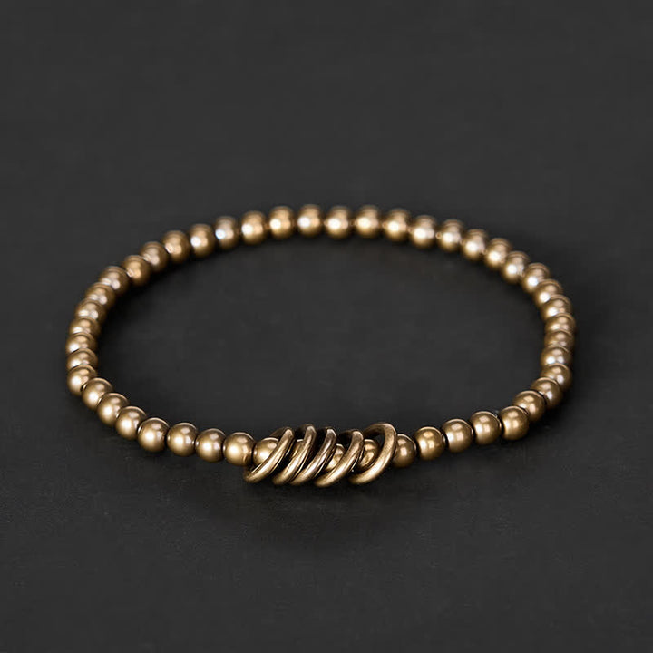 Buddha Stones Bracelet de guérison en laiton avec petites perles de 4 mm - Tour de poignet : 7,9–8,2 po (20–21 cm) - image 0