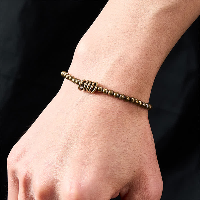 Buddha Stones Bracelet de guérison en laiton avec petites perles de 4 mm - image 4