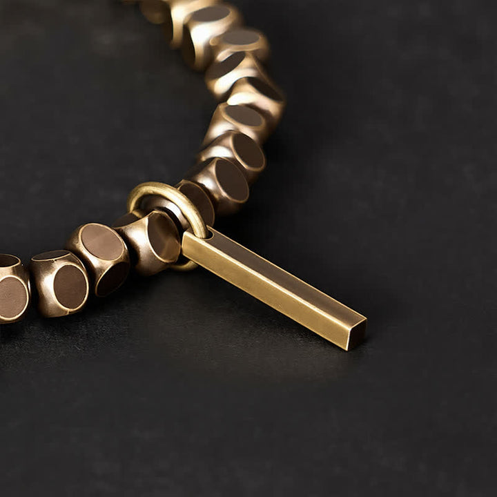 Buddha Stones Bracelet de guérison en laiton avec perles carrées de 4 mm - image 3