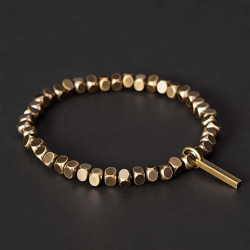 Buddha Stones Bracelet de guérison en laiton avec perles carrées de 4 mm - image 2