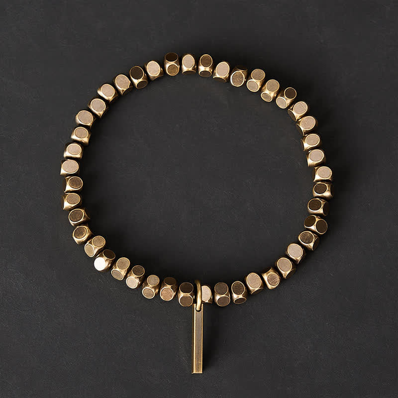Buddha Stones Bracelet de guérison en laiton avec perles carrées de 4 mm - image 1