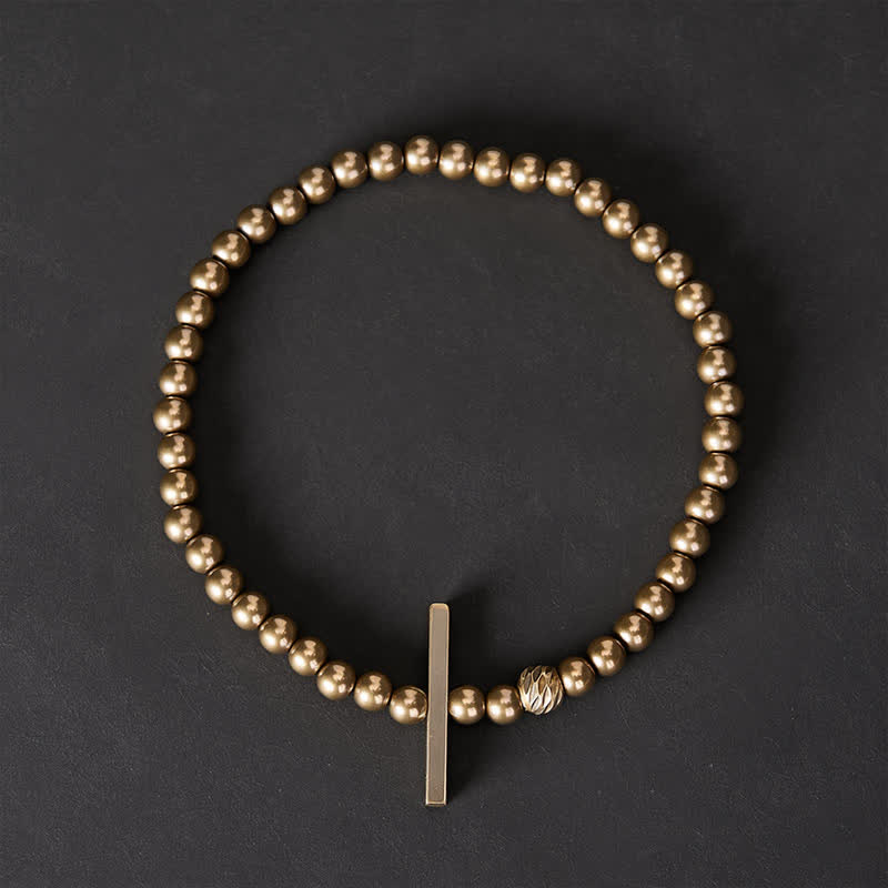 Buddha Stones Bracelet de guérison en laiton avec perles rondes de 4 mm - image 1